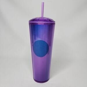 2022 Starbucks Venti 24oz Cold Cup Purple Tumbler Dome Lid Wisteria Kaleidoscope